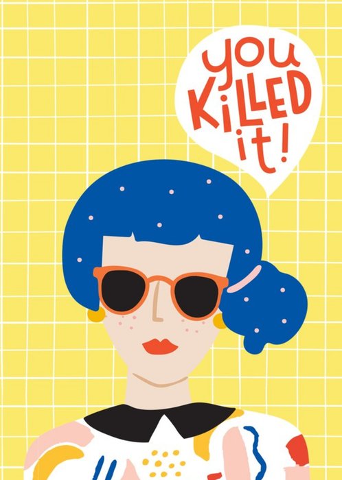 Modern Illustrated Lady You Killed It Congratulations Card