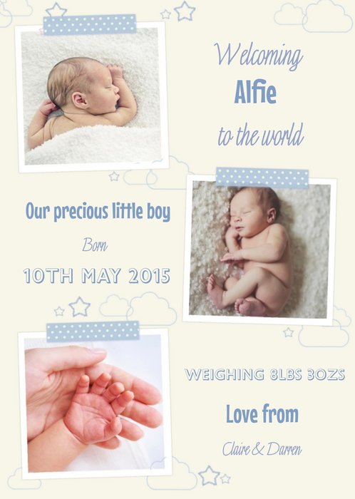 Precious Little New Baby Boy Announcement Card