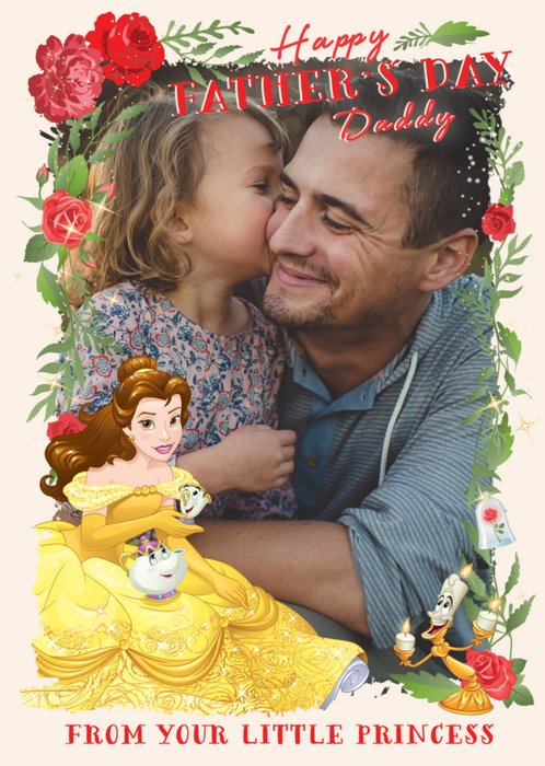 Disney Princess Belle Happy Fathers Day Photo Card