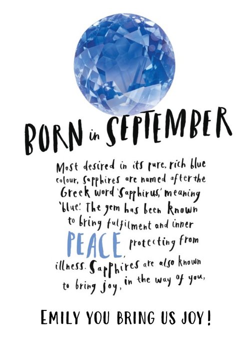 Born In September Personalised Birthday Card
