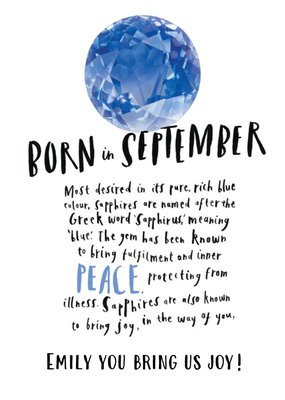 Born In September Personalised Birthday Card