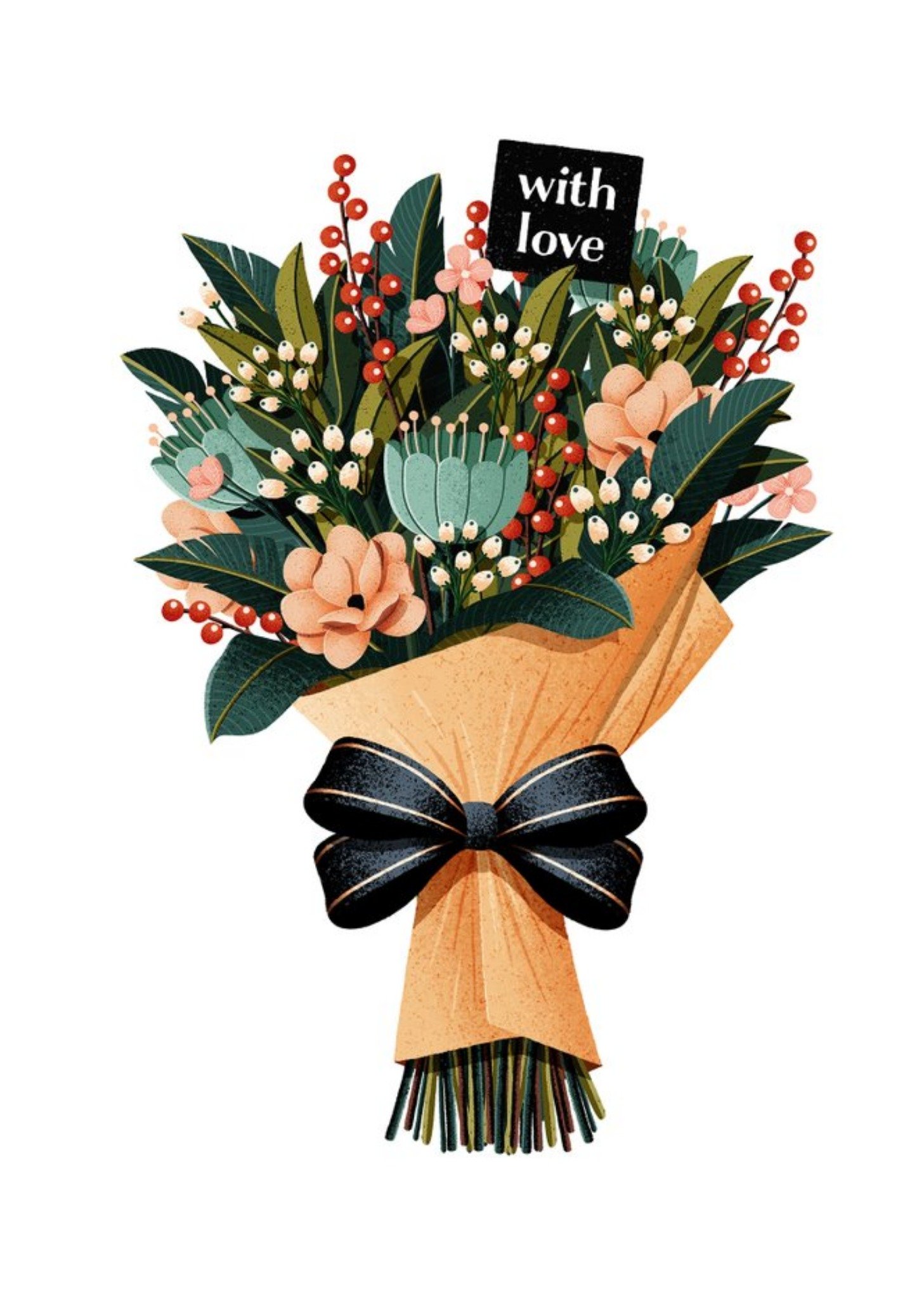 Moonpig Folio Bunch Of Flowers With Love Card, Large