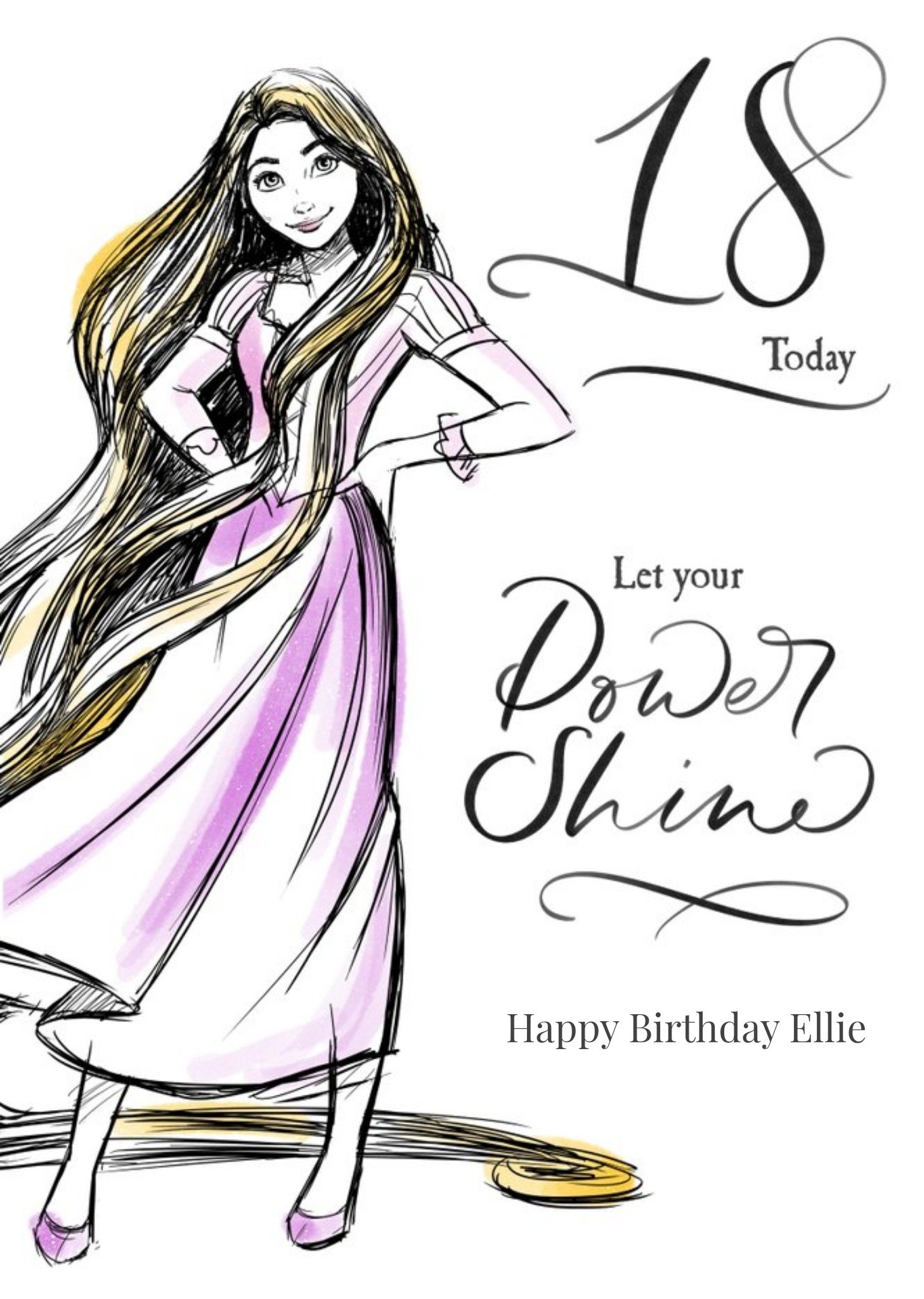 Disney Princess Disney Adult Princess Rapunzel. 18 Today. Let Your Hair Down Birthday Card, Large