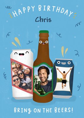 Smiley Faced Beers Photo Upload Birthday Card By Jess Moorhouse
