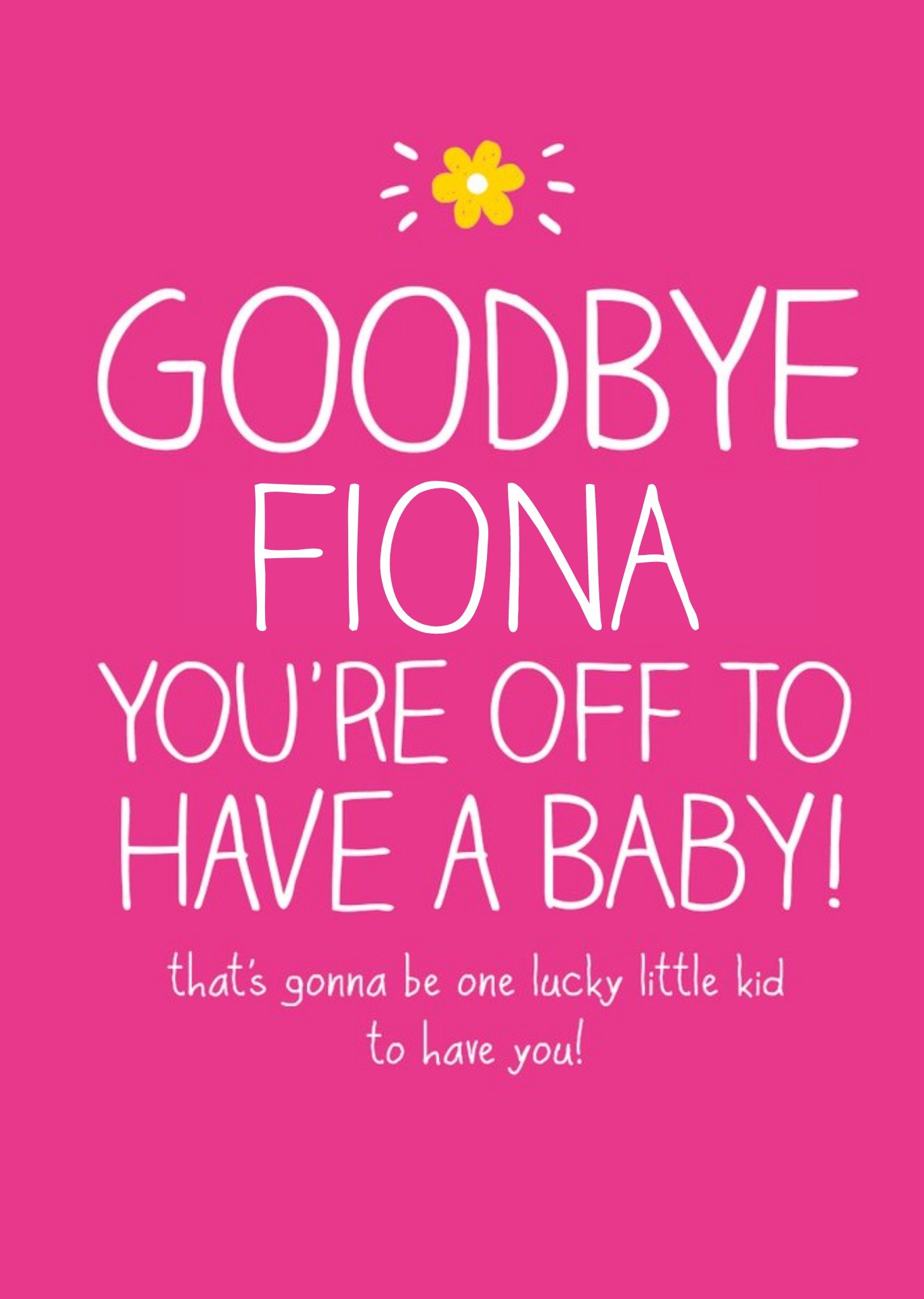 Happy Jackson Pink And White Goodbye Personalised Maternity Leave Card Ecard