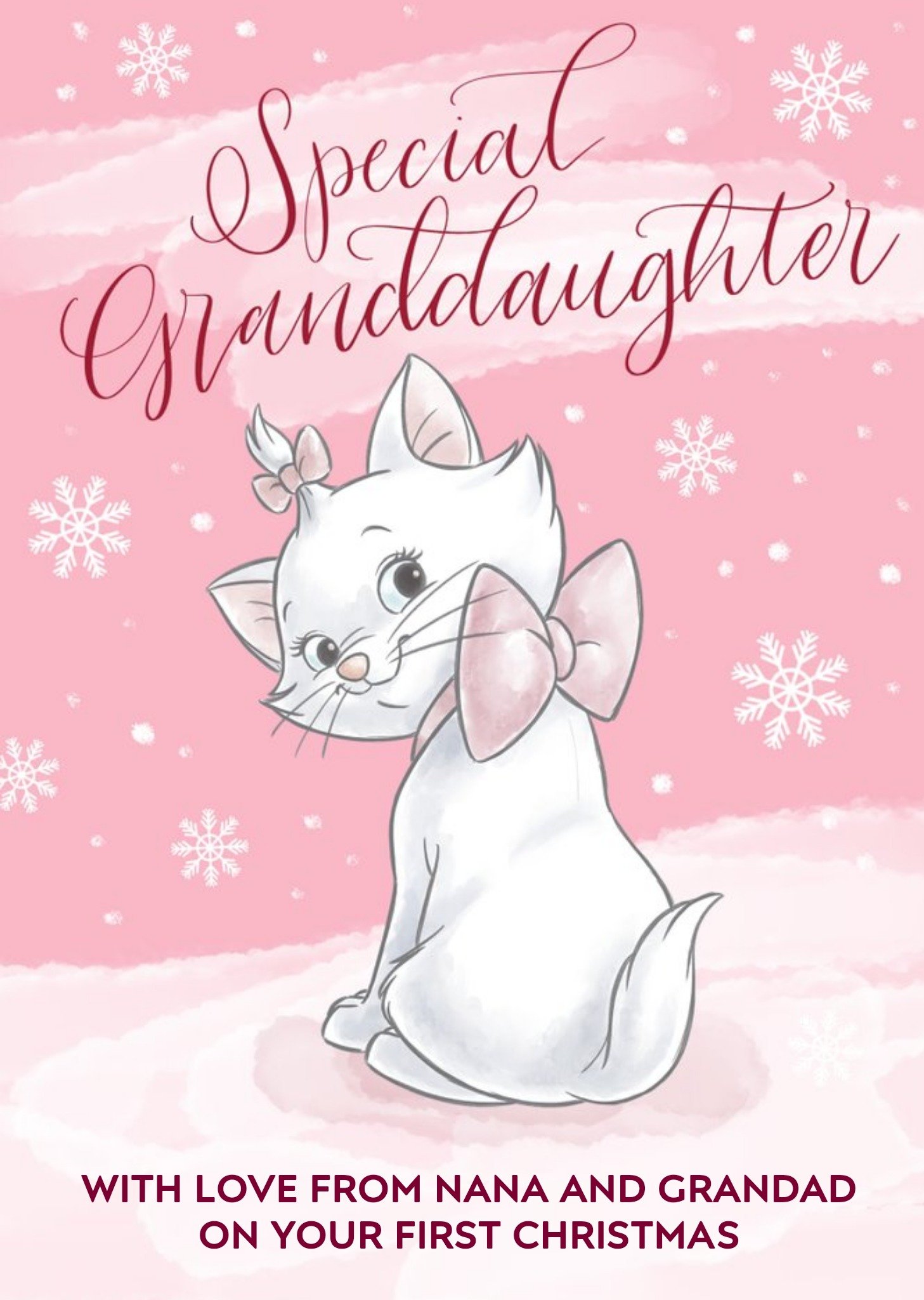 Disney Aristocats Granddaughter's First Christmas Personalised Card, Large