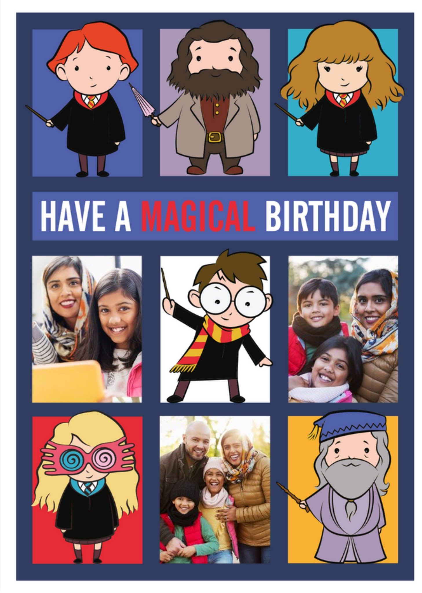 Harry Potter Cartoon Characters Photo Upload Magical Birthday Card Ecard