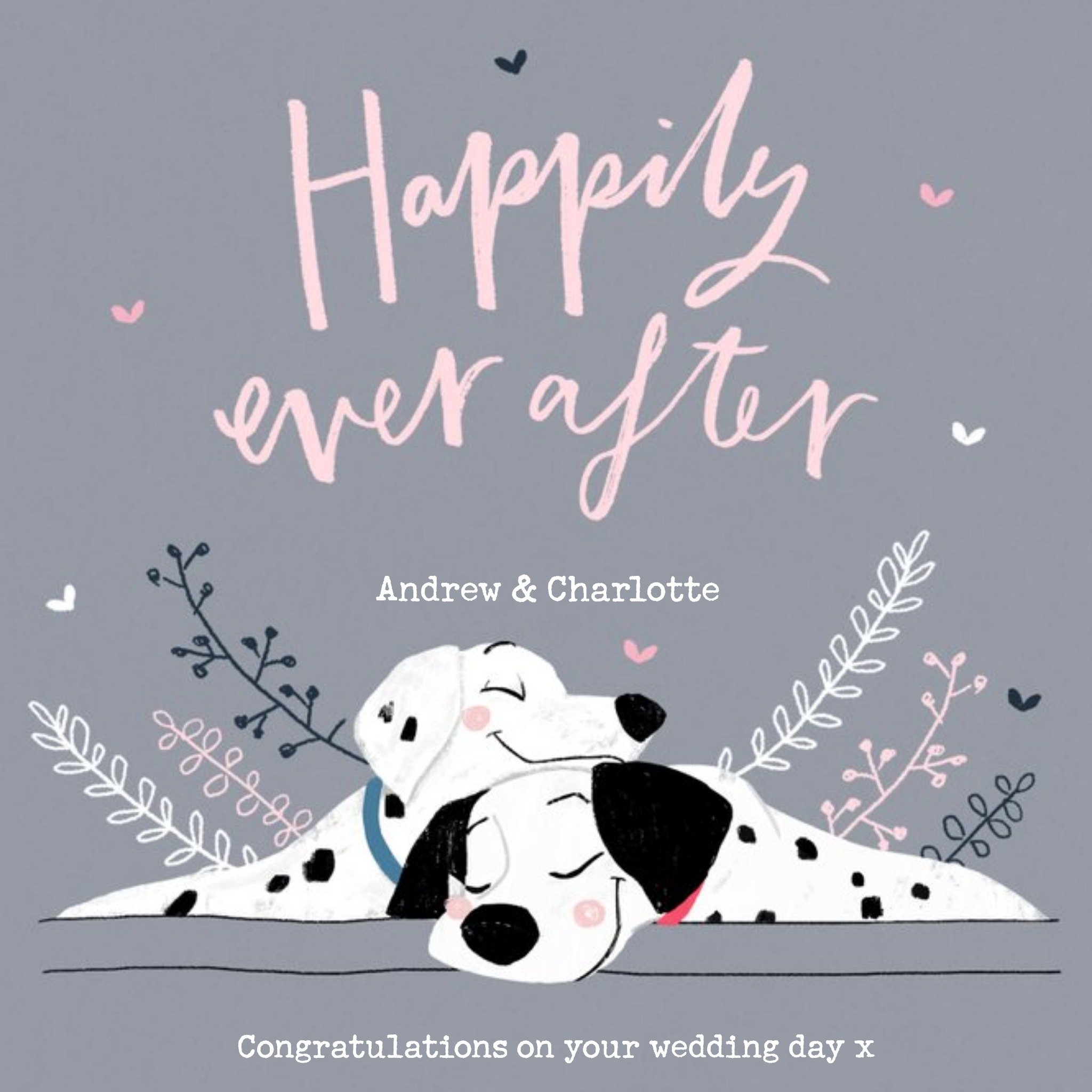 Disney 101 Dalmatians Happily Ever After Wedding Card, Square