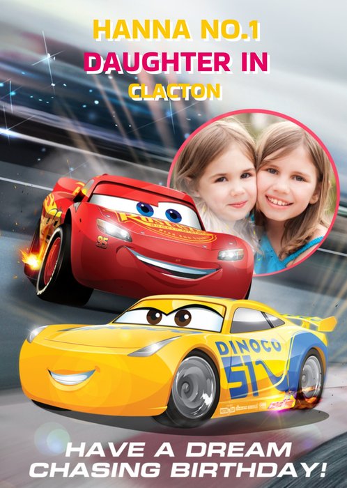 Cars To The Number 1 Daughter Personalised Photo Birthday Card