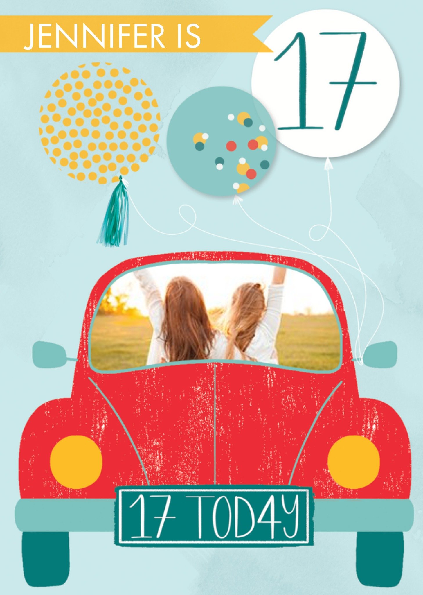 Friends Clintons Illustration Car Photo Upload Seventeen Birthday Card Ecard