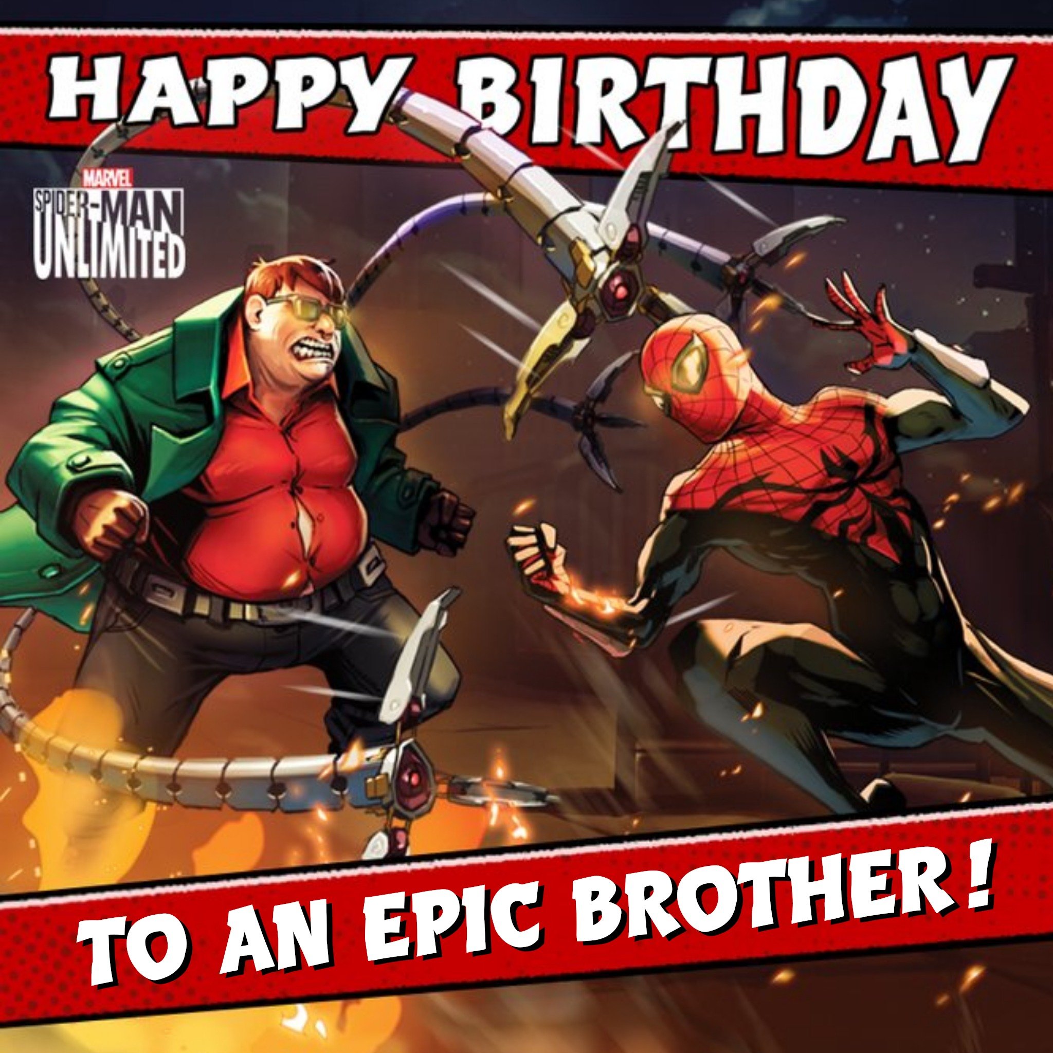 Marvel Spiderman Unlimited Epic Brother Gaming Birthday Card, Square