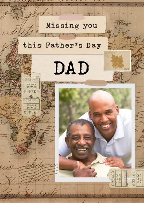 Photographic Map Photo Upload Father's Day Card For Dad