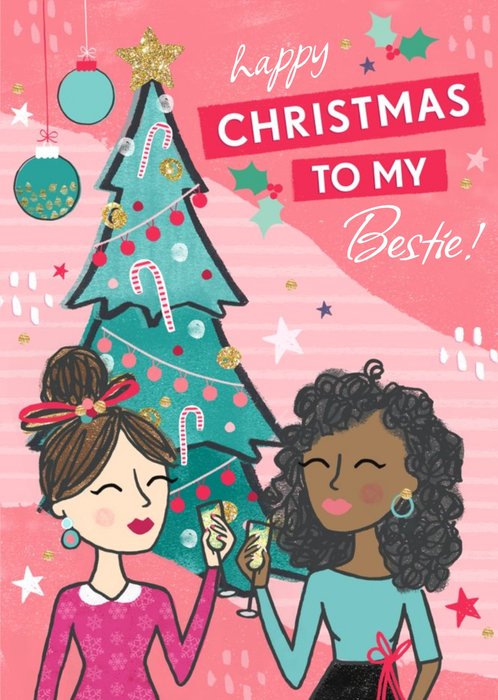 Happy Christmas To My Bestie Girls Card