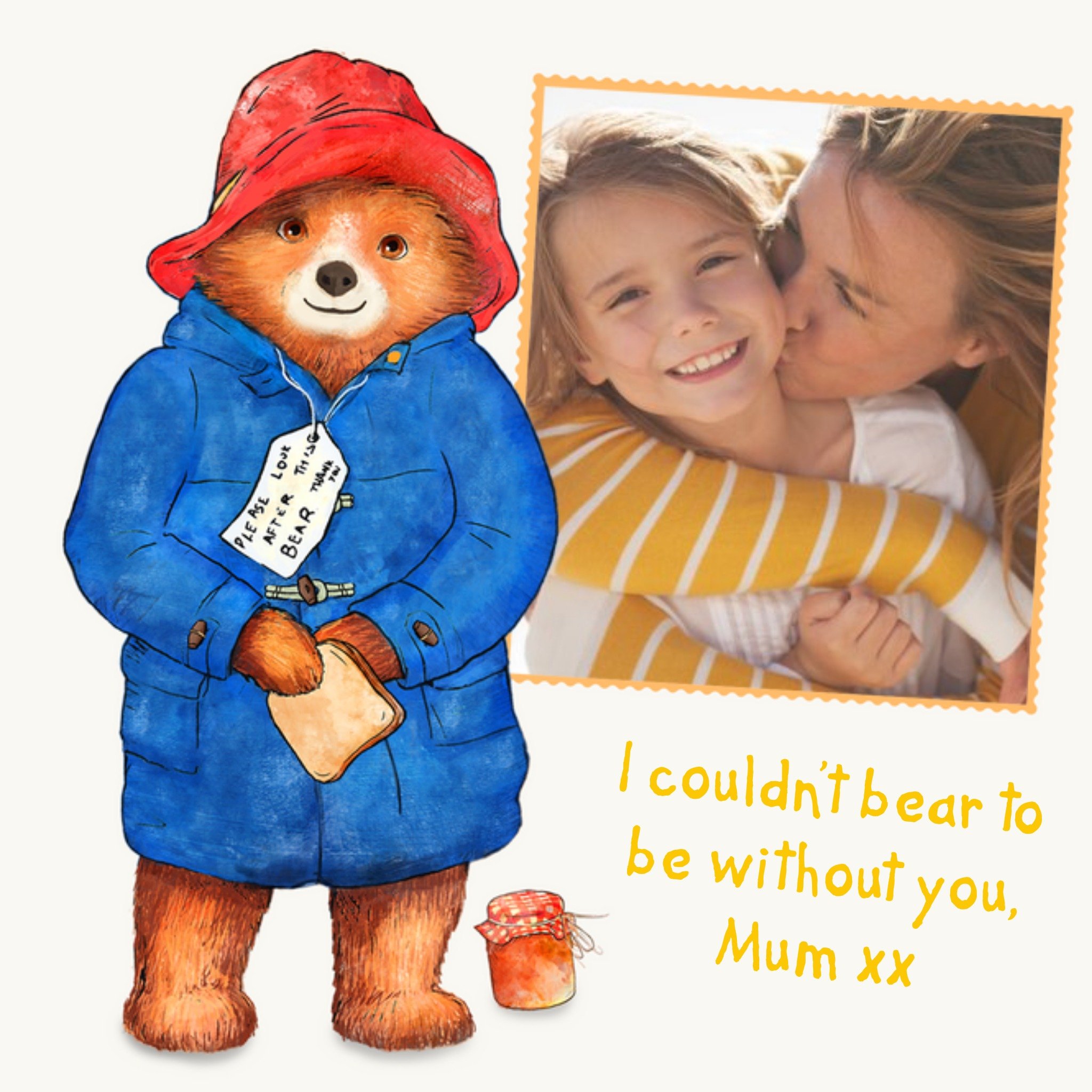 Mother's Day Card - Paddington Bear - Photo Upload Card, Square