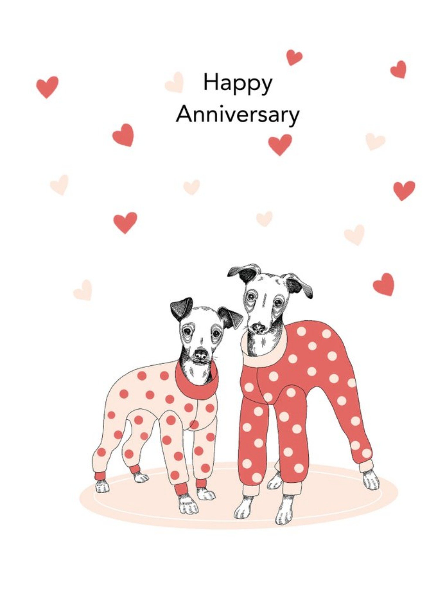 Moonpig Dotty Dog Art Dogs Hearts Anniversary Card, Large