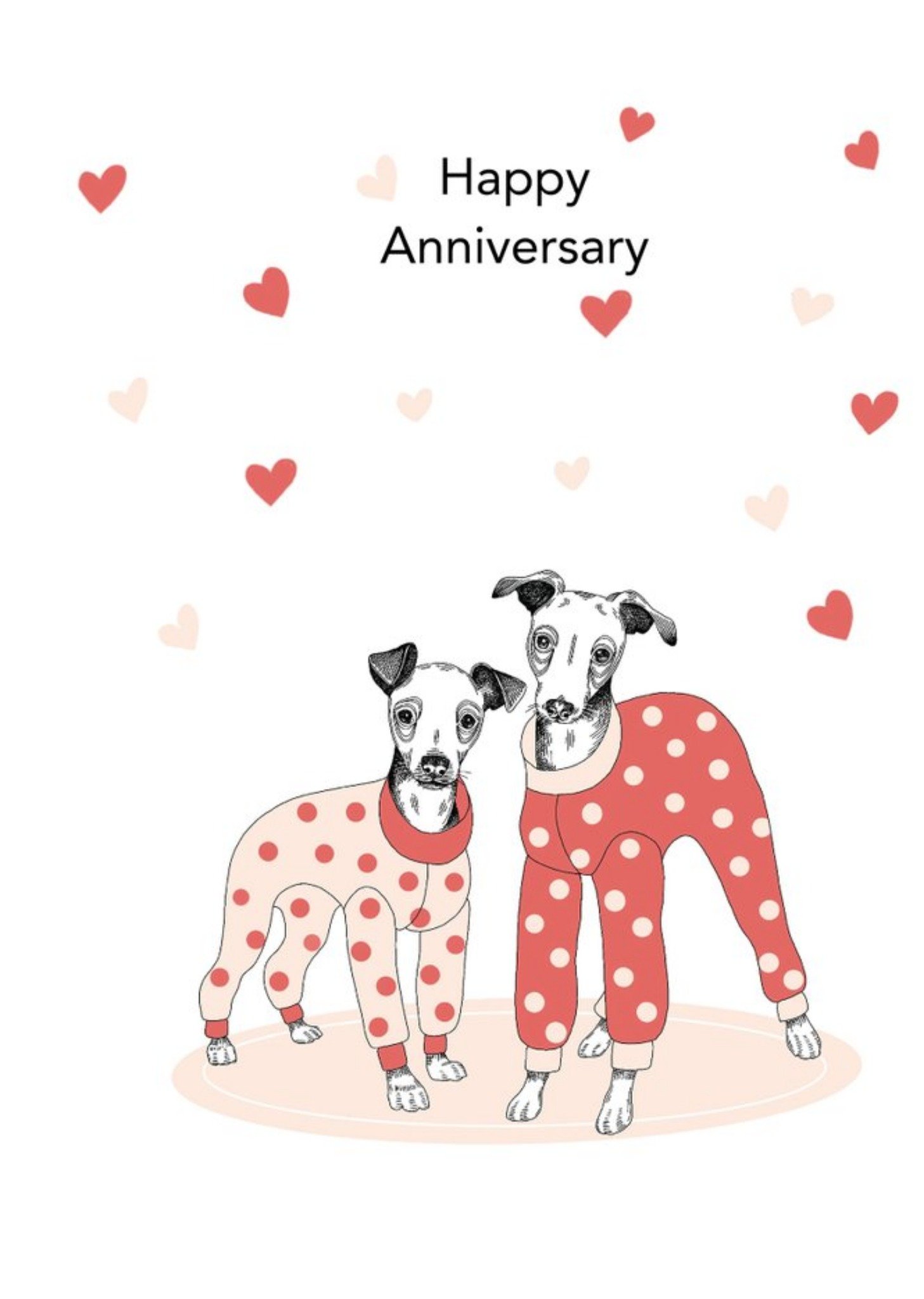 Dotty Dog Art Dogs Hearts Anniversary Card Ecard