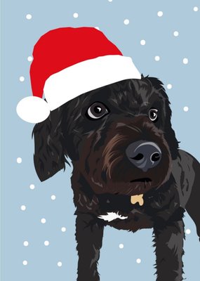 Cute Illustrated Dog in Santa Hat Christmas Card