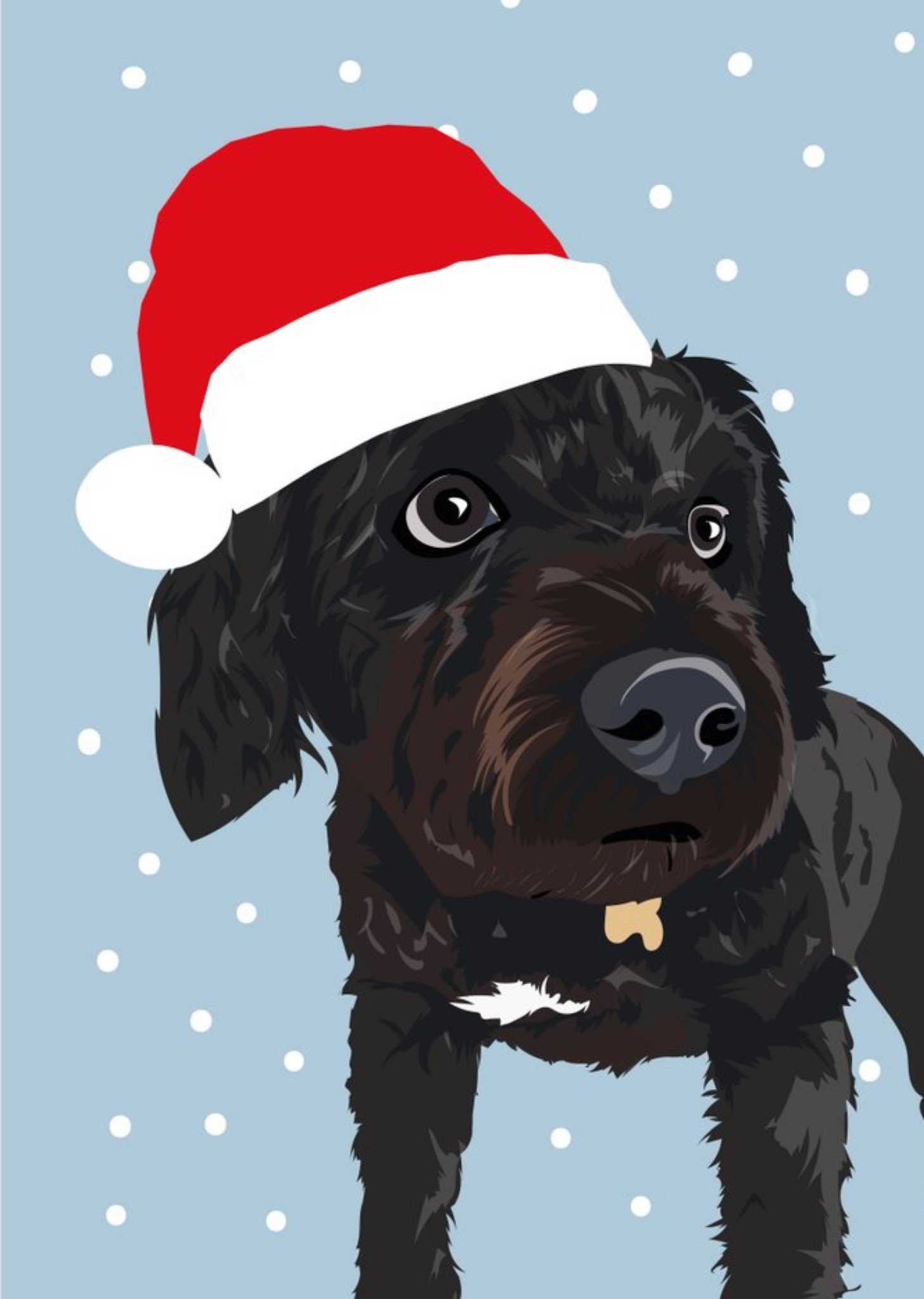 Cute Illustrated Dog In Santa Hat Christmas Card Ecard