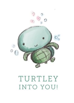 Illustration Of A Cute Turtle Valentine's Day Card