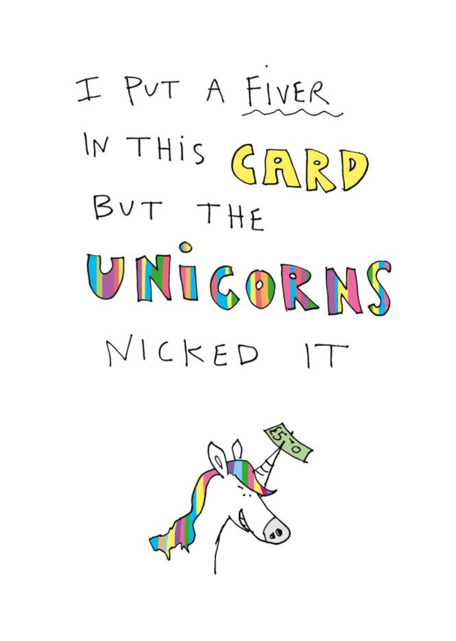 This I Put A Fiver In This Card Unicorn Funny Birthday Card Ecard