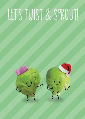 Twist and Sprout Brussel Pun Christmas Card