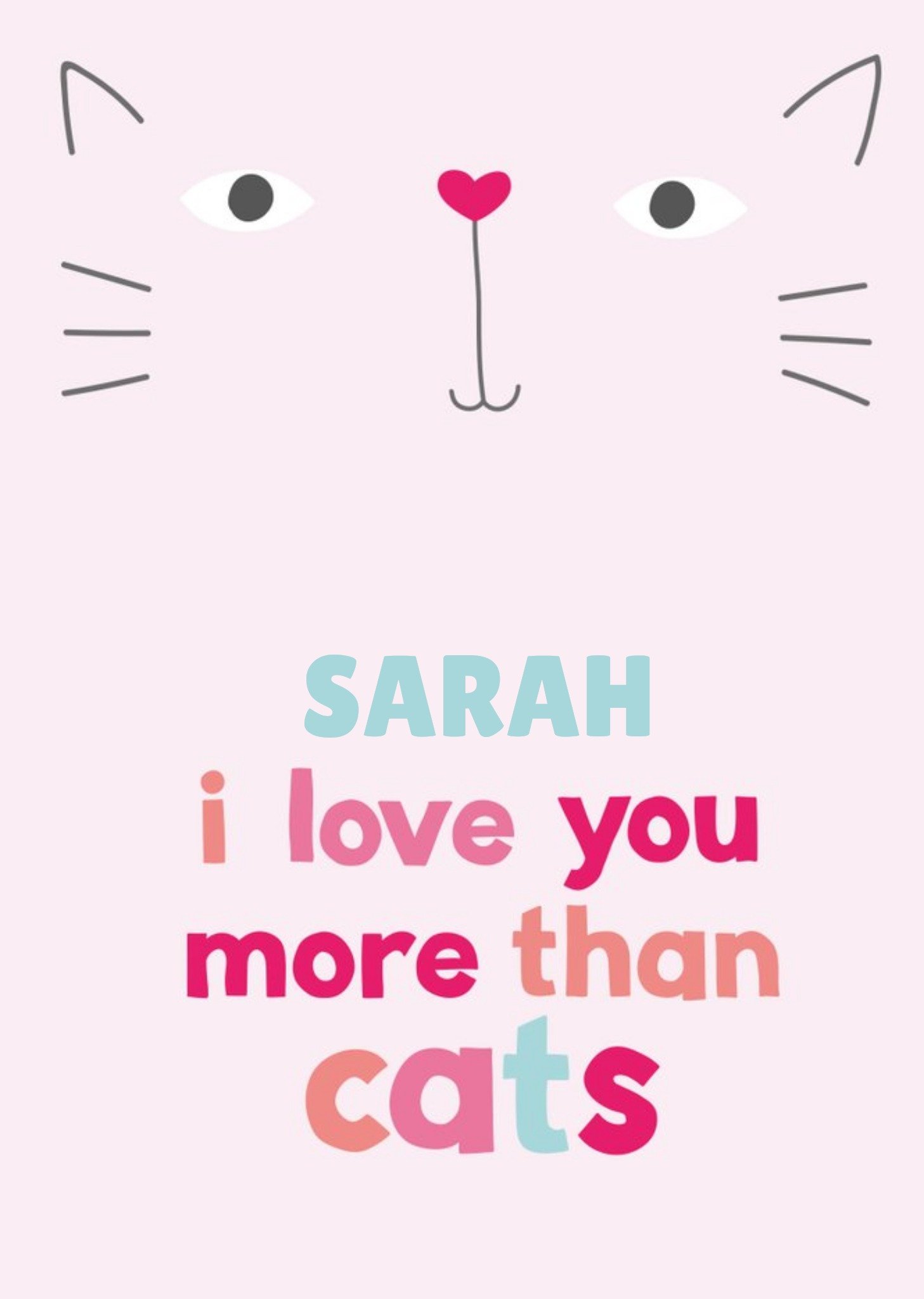 Moonpig Amore I Love You More Than Cats Personalised Card, Large