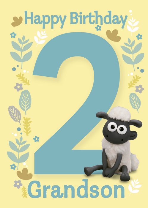 Shaun The Sheep Happy 2nd Birthday Grandson Card