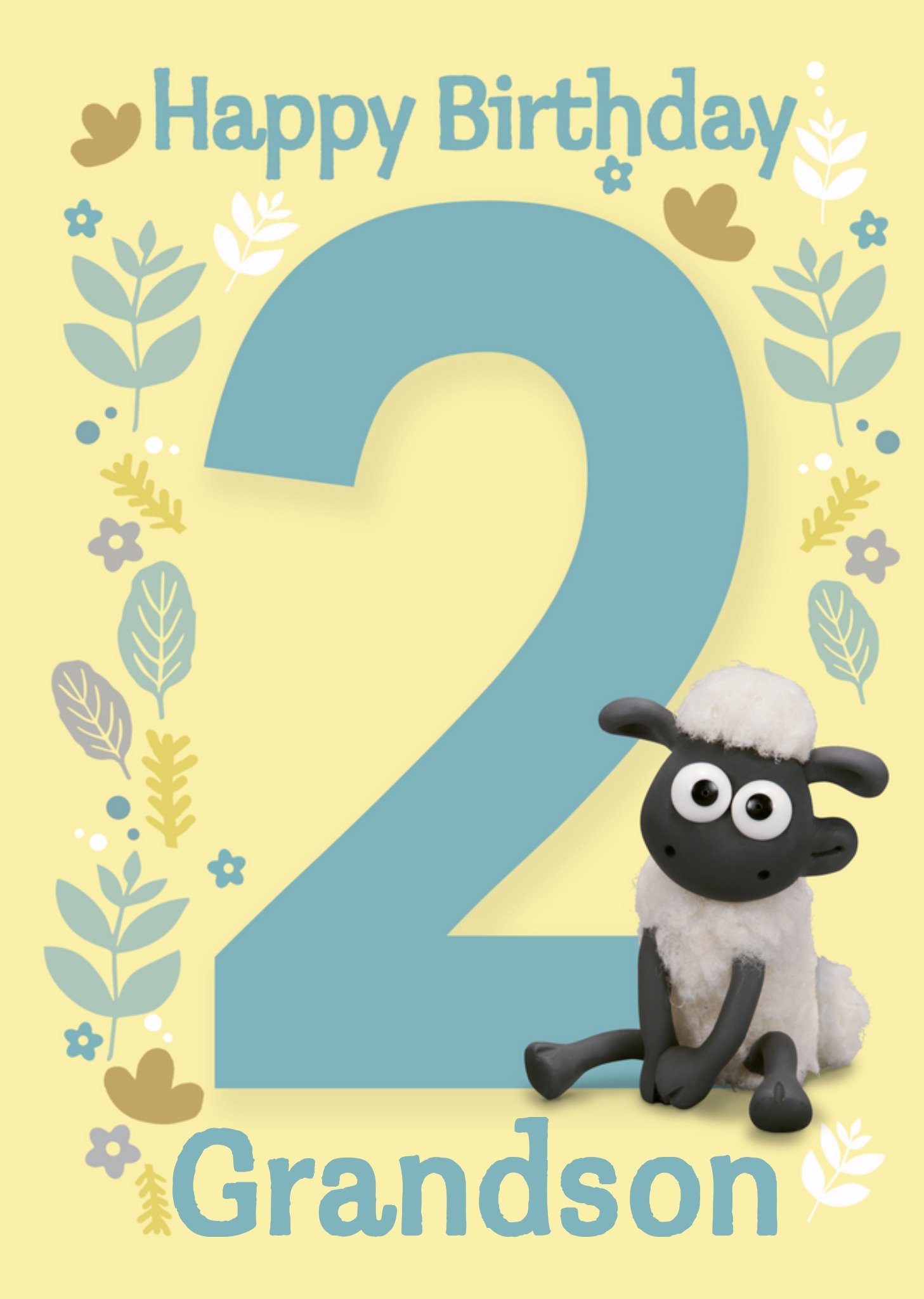 Moonpig Shaun The Sheep Happy 2nd Birthday Grandson Card Ecard