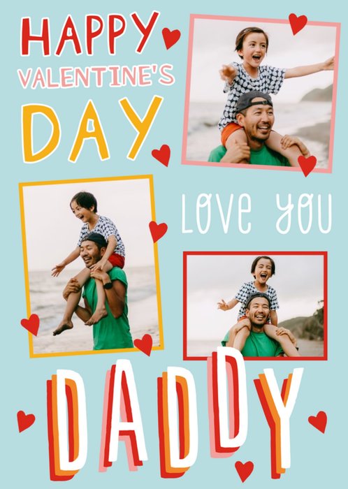 Big Bold Type Love You Daddy Photo Upload Valentine's Day Card