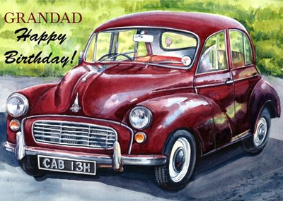 Vintage Car Illustration Customisable Grandad Birthday Card