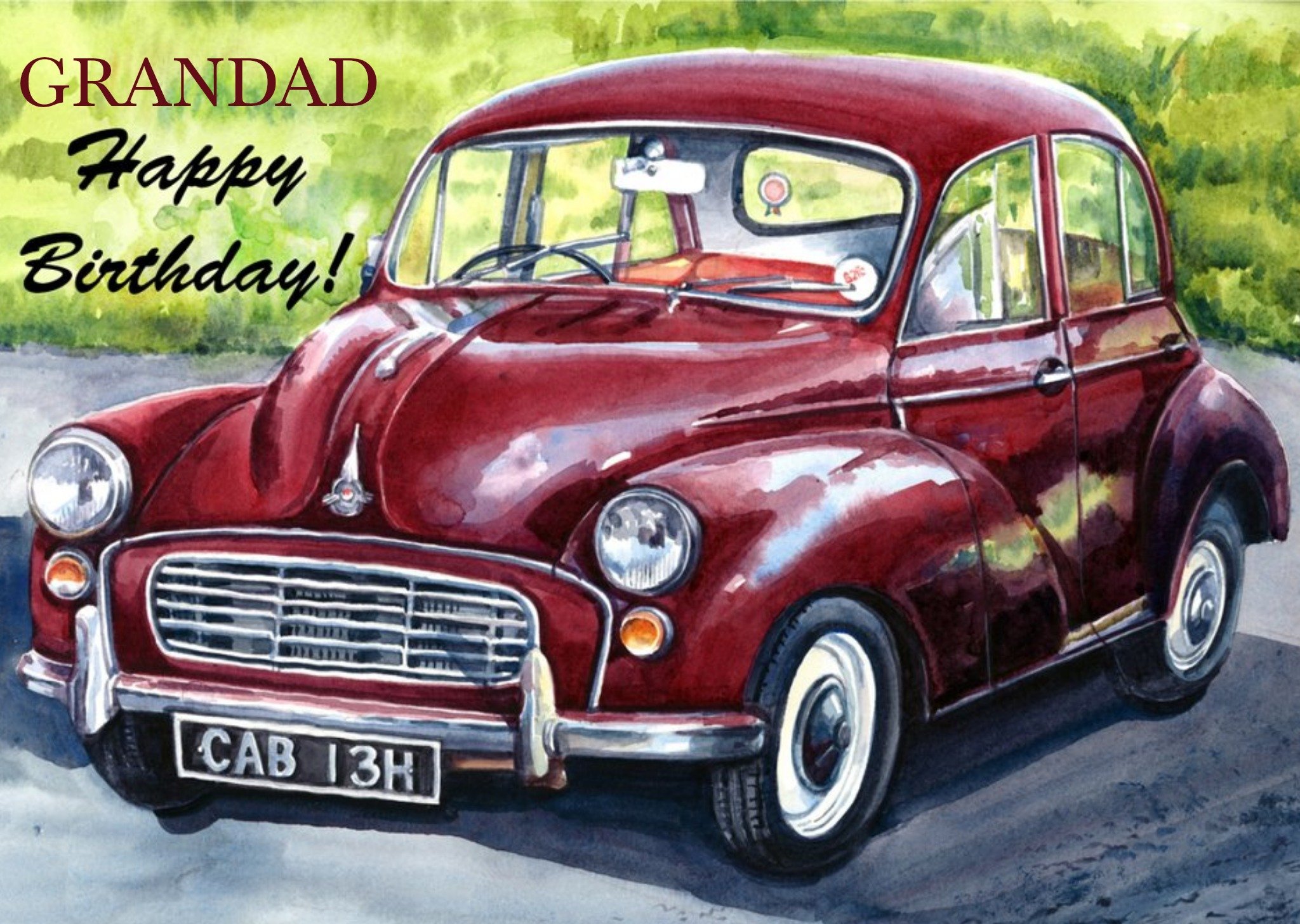 Moonpig Vintage Car Illustration Customisable Grandad Birthday Card Ecard