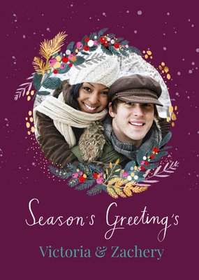 Season's Greeting's Photo Upload Christmas Card 