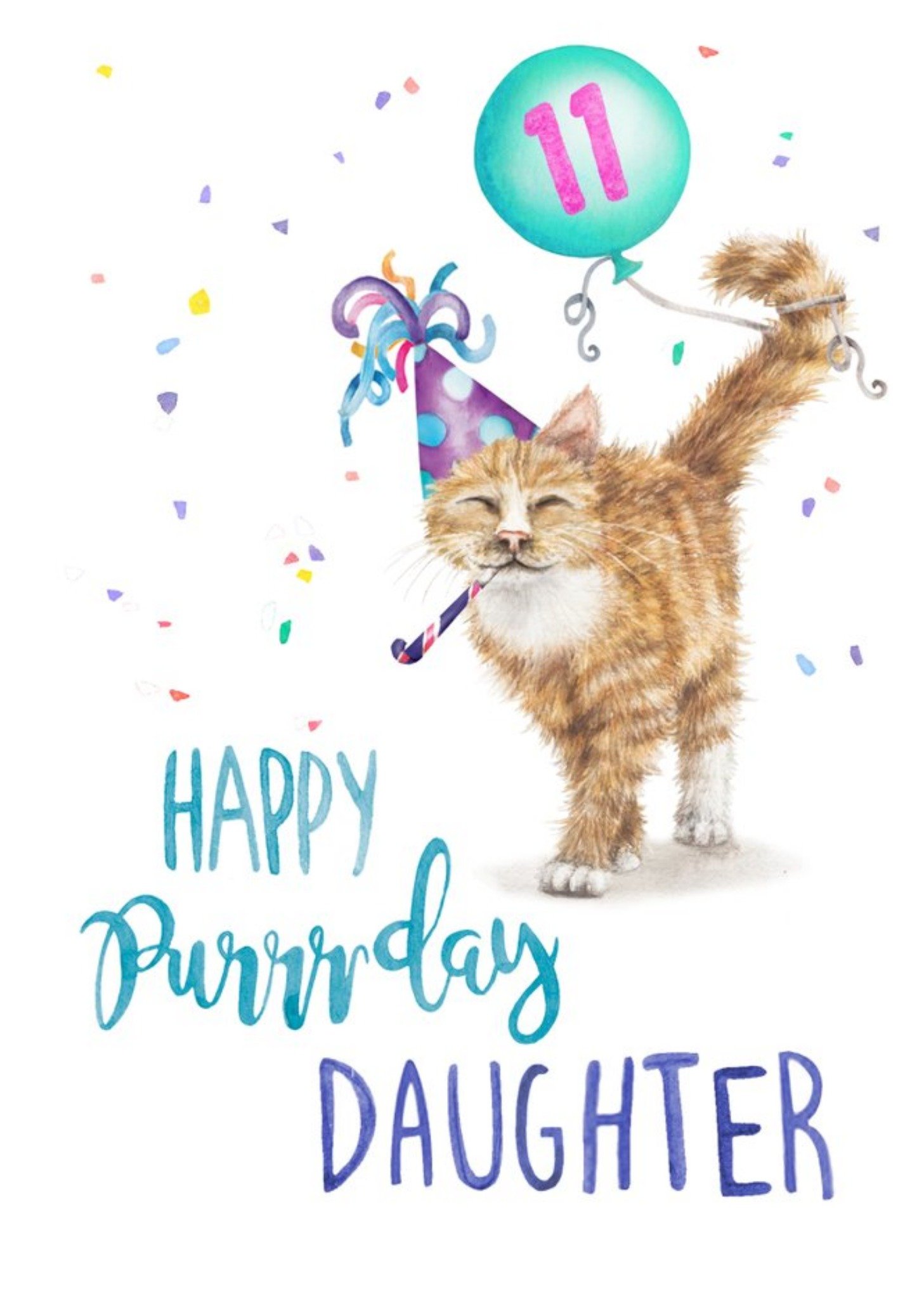 Moonpig Cute Cat Happy Purrday Daughter Birthday Card Ecard