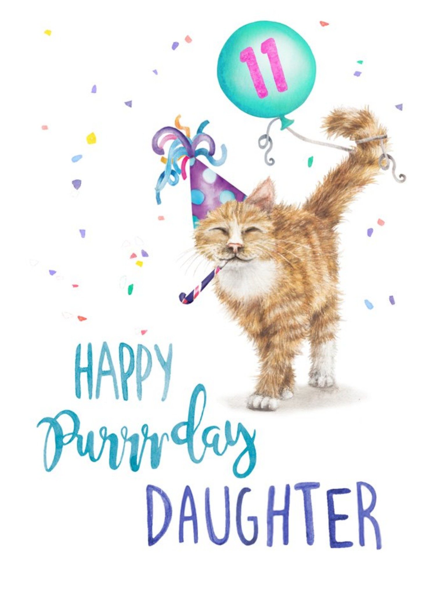 Cute Cat Happy Purrday Daughter Birthday Card Ecard