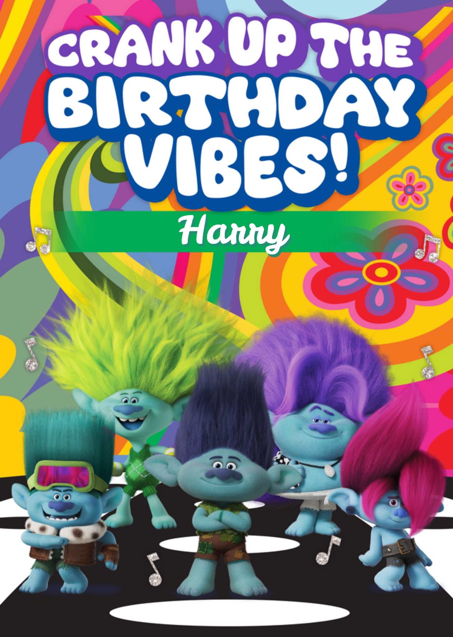Trolls Crank Up The Birthday Vibes Birthday Card, Large