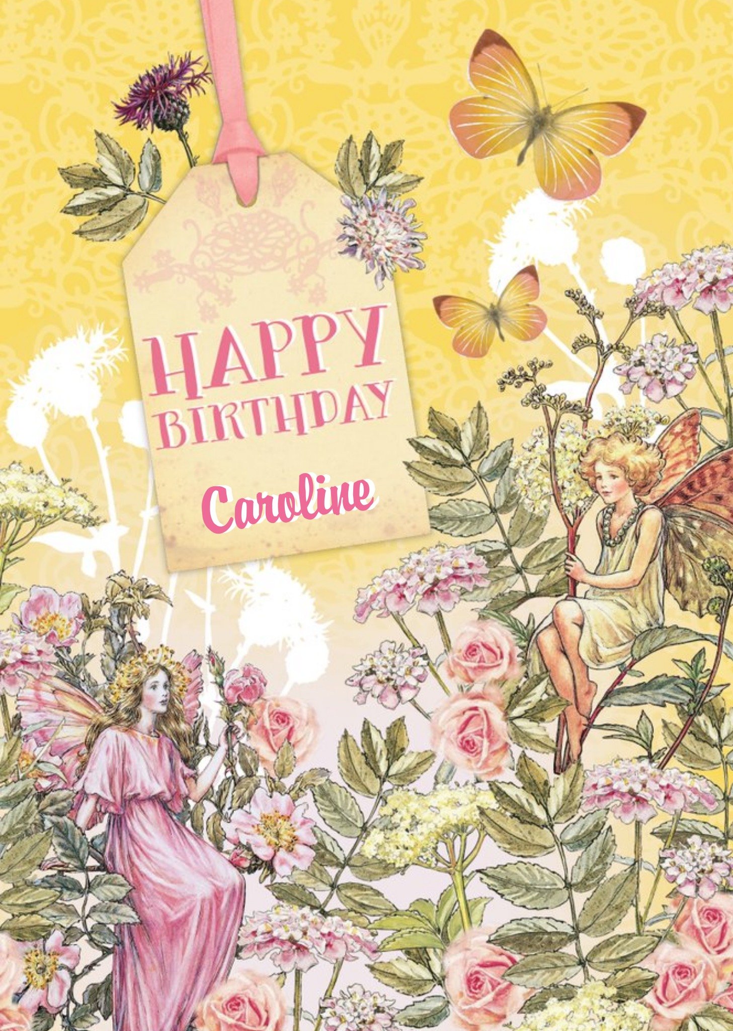 Moonpig Wild Rose Fairy And Queen Fairy Personalised Happy Birthday Card Ecard