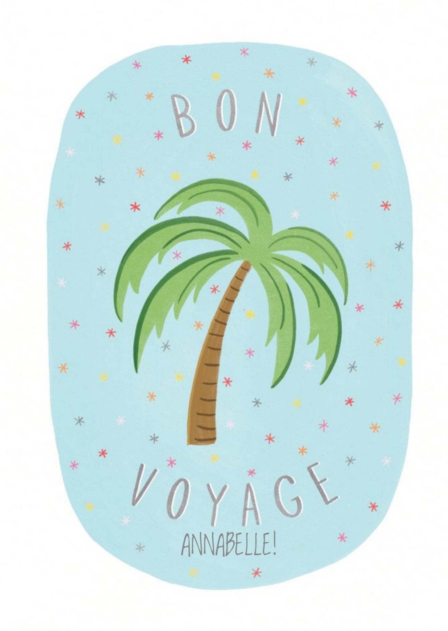 Moonpig Palm Tree Bon Voyage Personalised Leaving Card, Large
