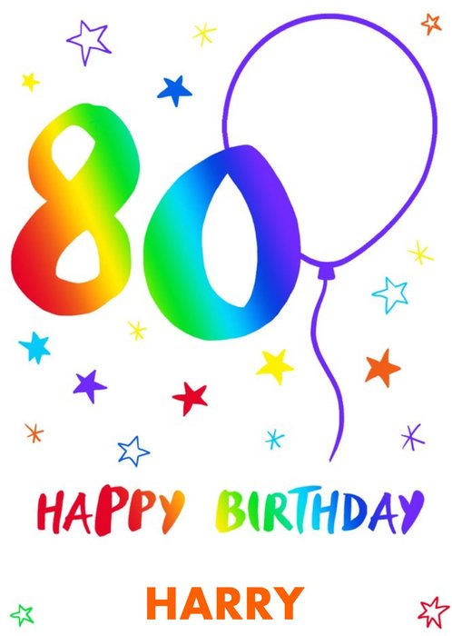 Paperlink Colourful Fun 80th Birthday Card | Moonpig