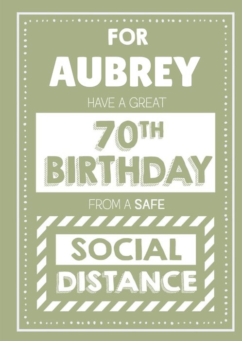 Jam and Toast Have A Great 70th Brirthday From A Safe Social Distance Card