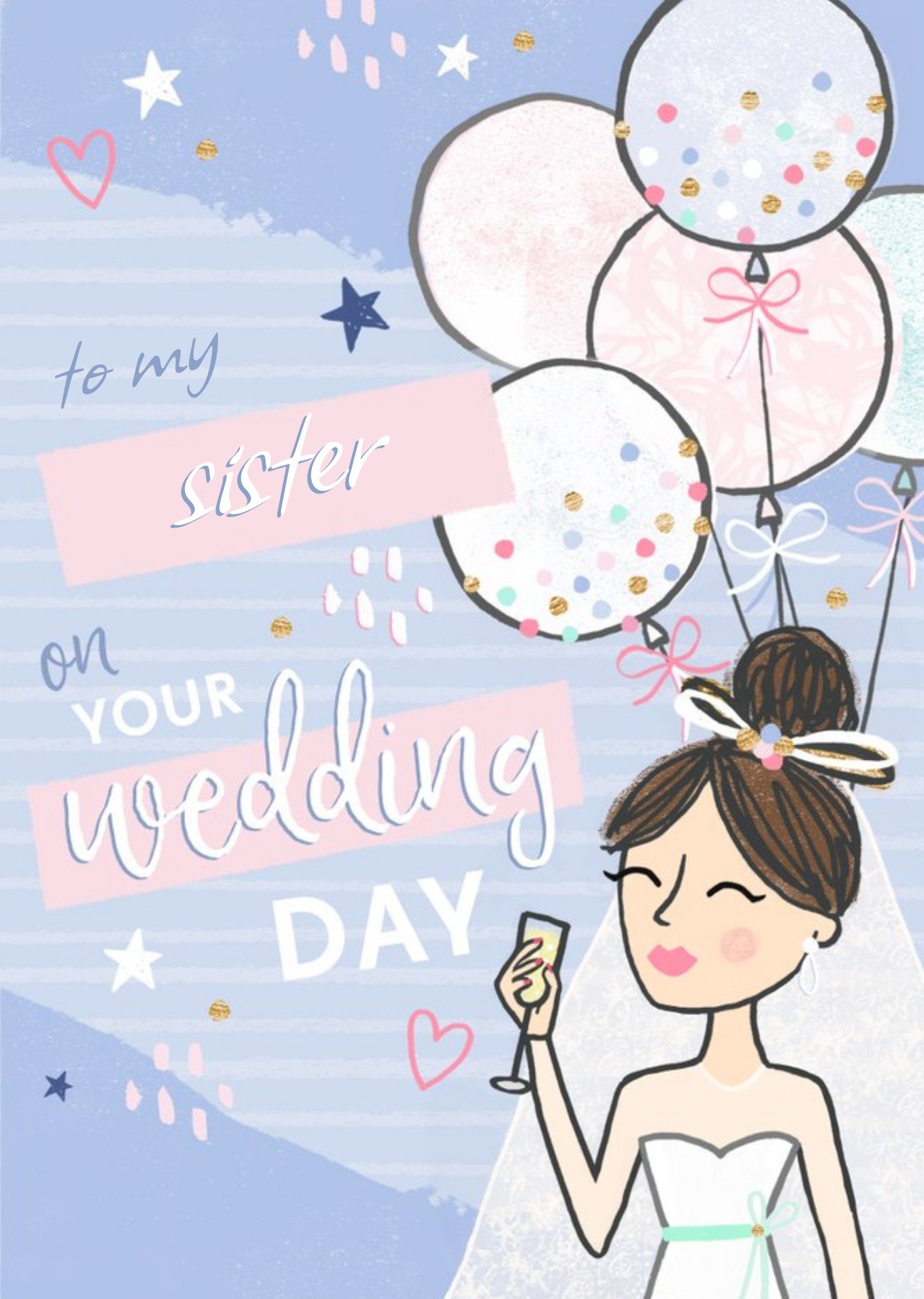 Moonpig To My Sister On Your Wedding Day Modern Wedding Card, Large
