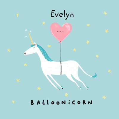Cute birthday card - Balloonicorn