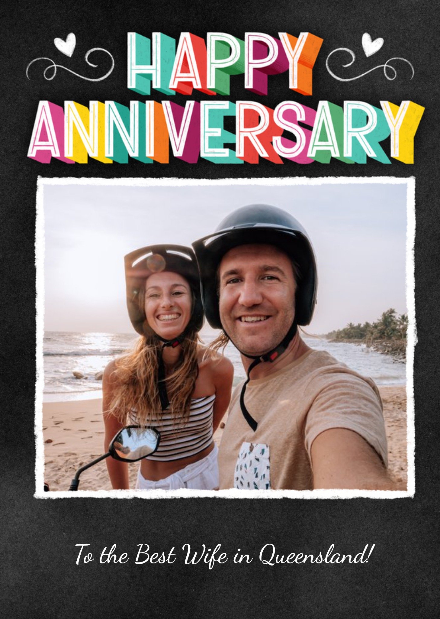 Dusty Colourful Photo Upload Typographic Anniversary Card