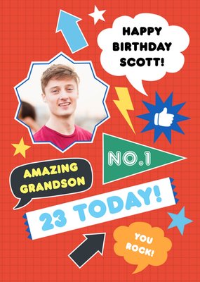 Personalised Number One Happy Birthday Grandson Card