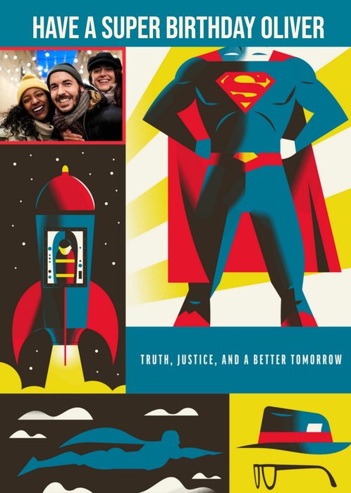 Superman Photo Upload Birthday Card
