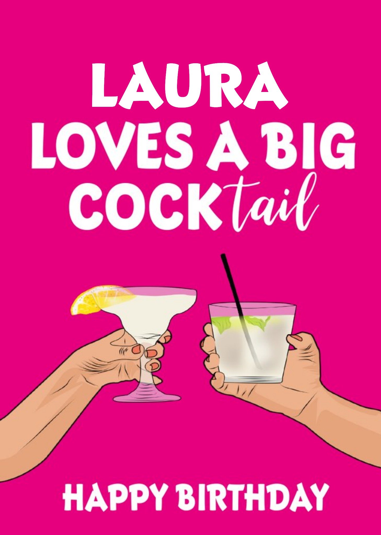 Moonpig Funny Laura Loves A Big Cocktail Personalised Card Ecard