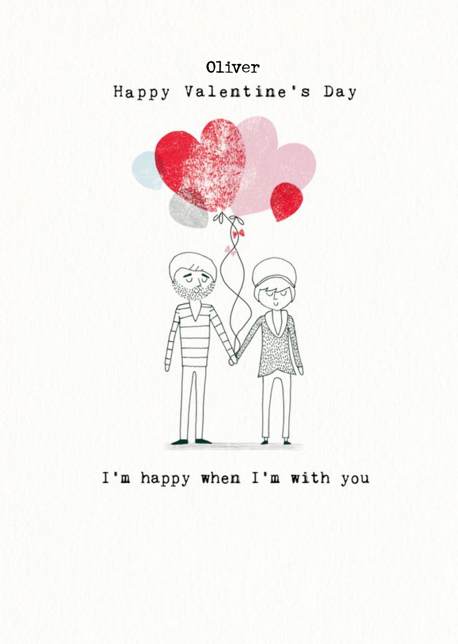 Idrew Illustrations Illustration Of A Happy Couple With Balloons Holding Hands Valentine's Day Card