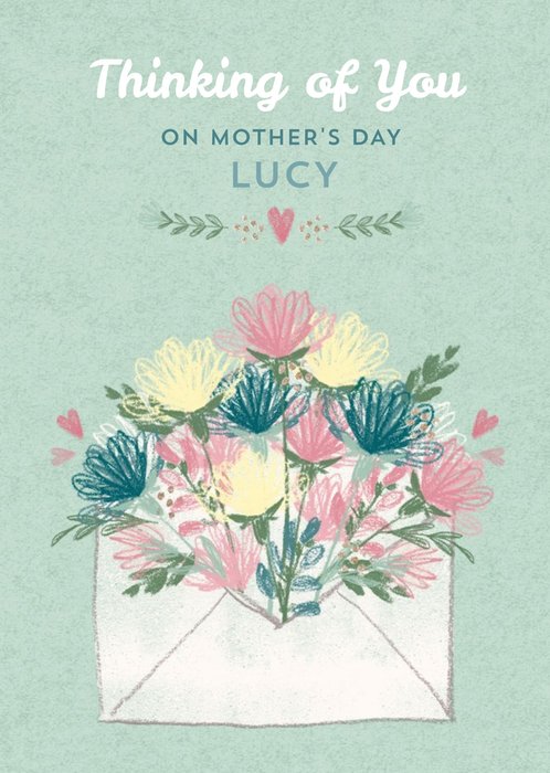 Flowers Sprouting From An Envelope Thinking Of You Mother's Day Card