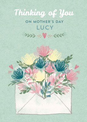 Flowers Sprouting From An Envelope Thinking Of You Mother's Day Card