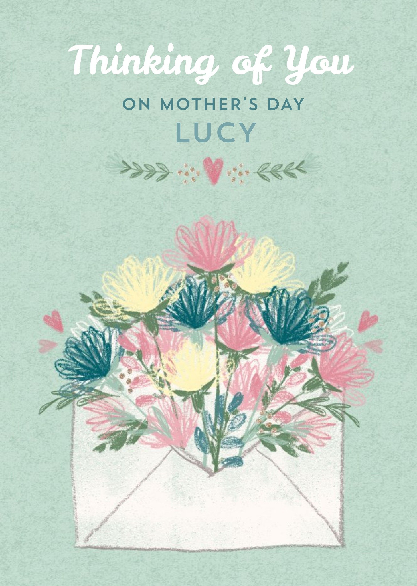 Moonpig Flowers Sprouting From An Envelope Thinking Of You Mother's Day Card Ecard