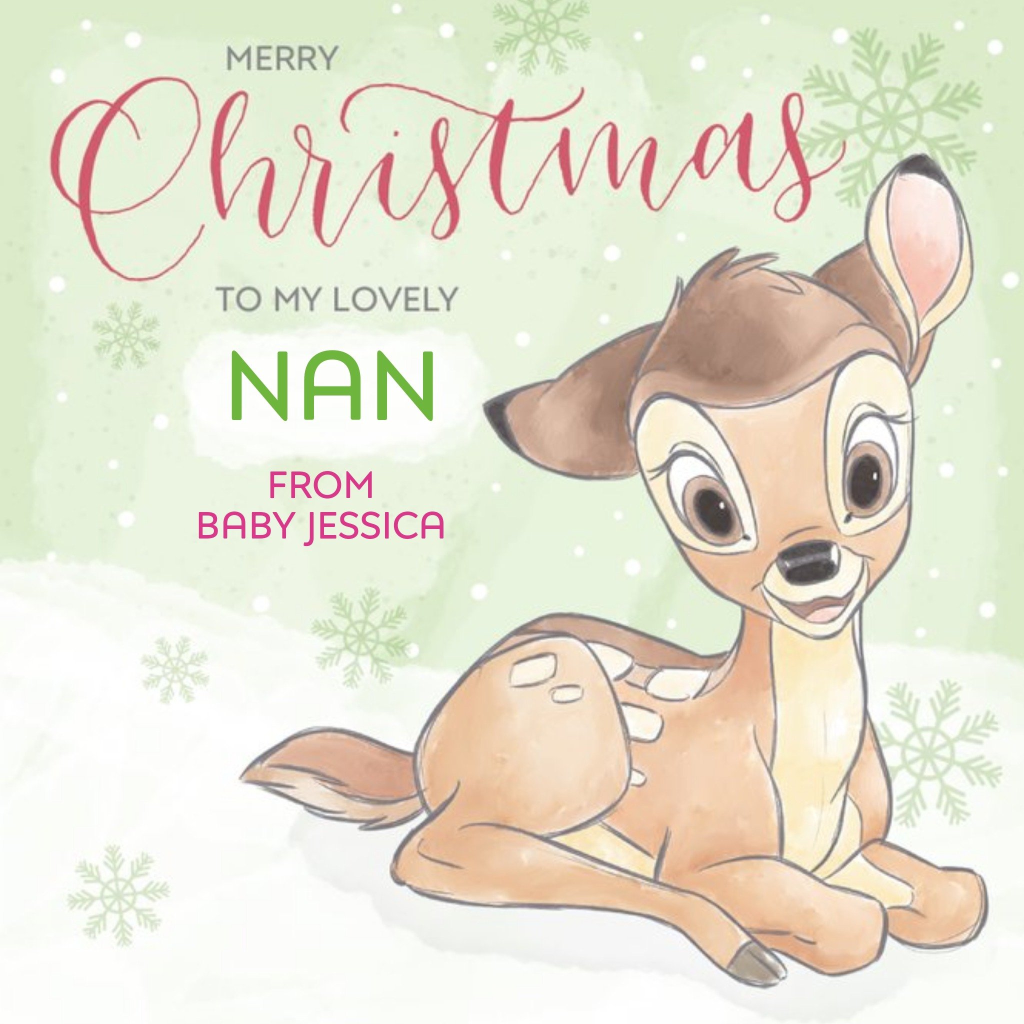 Disney Bambi Personalised Christmas Card, Square